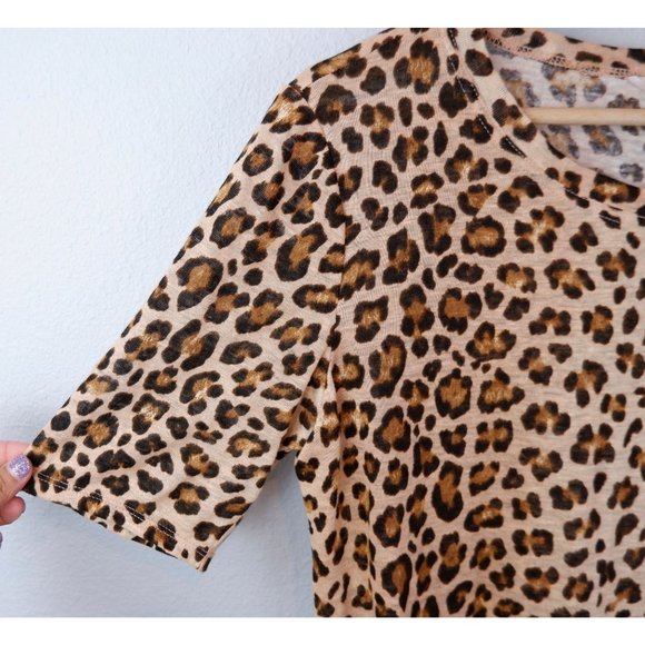 Rebecca Taylor Animal Print Linen Short Sleeve Blouse, size small - Picture 4 of 9